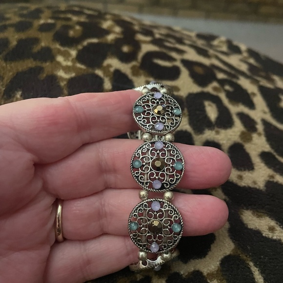 Jewelry - Vintage-Inspired Multicolor Filigree Disk Bracelet - Women Jewelry